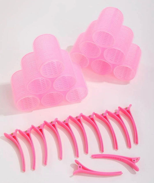 12pcs Self-adhesive Hair Curling Roller & 12pcs Hair Clip